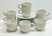VINTAGE MCM MODERN THOMAS ROSENTHAL WHITE PORCELAIN CUP & SAUCER - SET OF 9