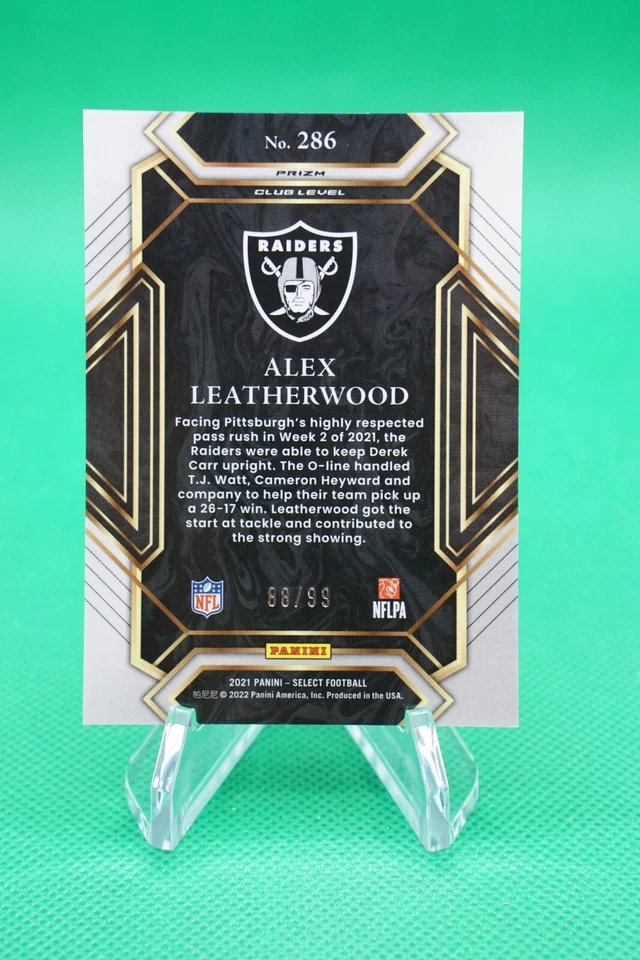 2021 Select Base Club Level Blue Prizm SP /99 #286 Alex Leatherwood ES6 - Image 2 of 2