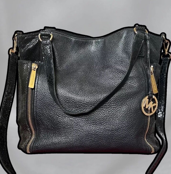 Michael Kors XL Black Leather & Python Shoulder B… - image 17