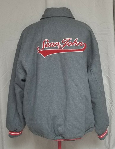 Sean John XL Extra Large Mens Jacket Grey Winter Wool Nylon Sporty - Picture 2 of 12