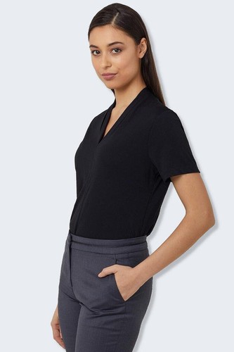 Women's V Neck Jersey Knit Work Top CATUHP NNT - Picture 2 of 8