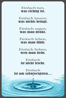 Blechschild 20x30 Einfach ist am schwierigsten schlauer Spruch Lebensweisheit  W