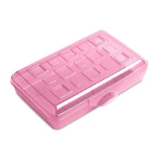 One Sterilite Pencil Box Pink Glitter