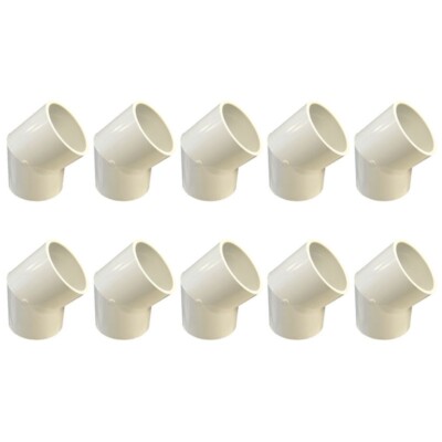 Lot of 10 Dura Plastic Products 45° Elbow Slip x Slip 417-007 PVC White