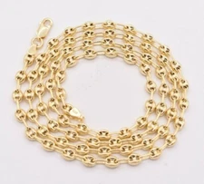 4.5mm Puffed Anchor Mariner Chain Necklace 14K Yellow Gold-Plated Silver 925