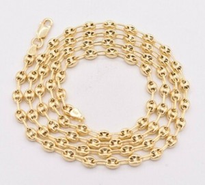 4.5mm Puffed Anchor Mariner Chain Necklace 14K Yellow Gold Clad Silver