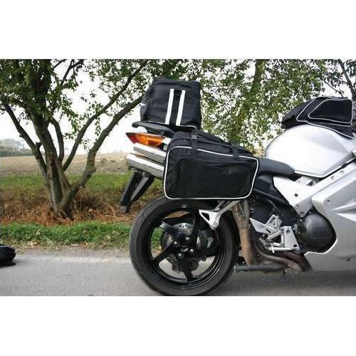 MOTORCYCLE LARGE TWIN BLACK SPORTS PANNIER BAGS MOTORBIKE/BIKE STORAGE PANNIERS - Picture 3 of 6