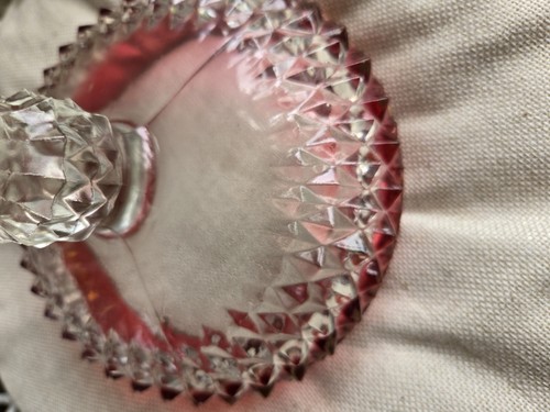 Vintage Indiana Glass Diamond Point Ruby Red Pedestal Candy Footed Dish 7.5TX6W - Picture 11 of 20