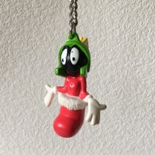 Marvin the Martian Keychain Christmas Looney Tunes Hard Rubber WB Key Fob Ring