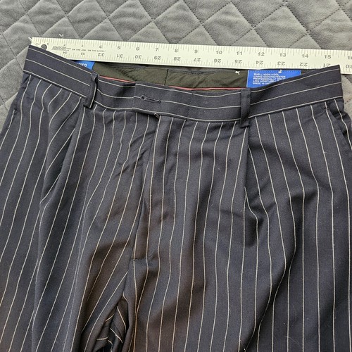U Ungaro Paris Women's Navy Blue Wool Dress Pants Size 18 / 33 Pinstripe - Picture 5 of 11