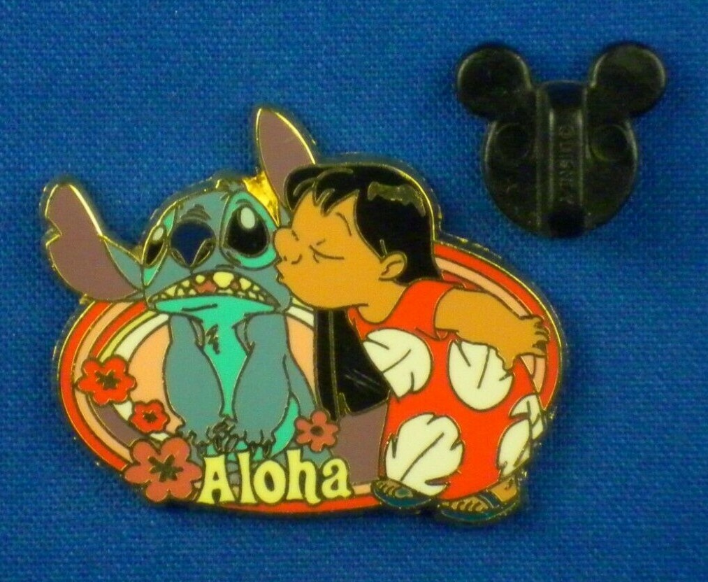 Lilo and Stitch Lilo Kissing Stitch's Cheek Aloha Disney Store OC Pin 12571