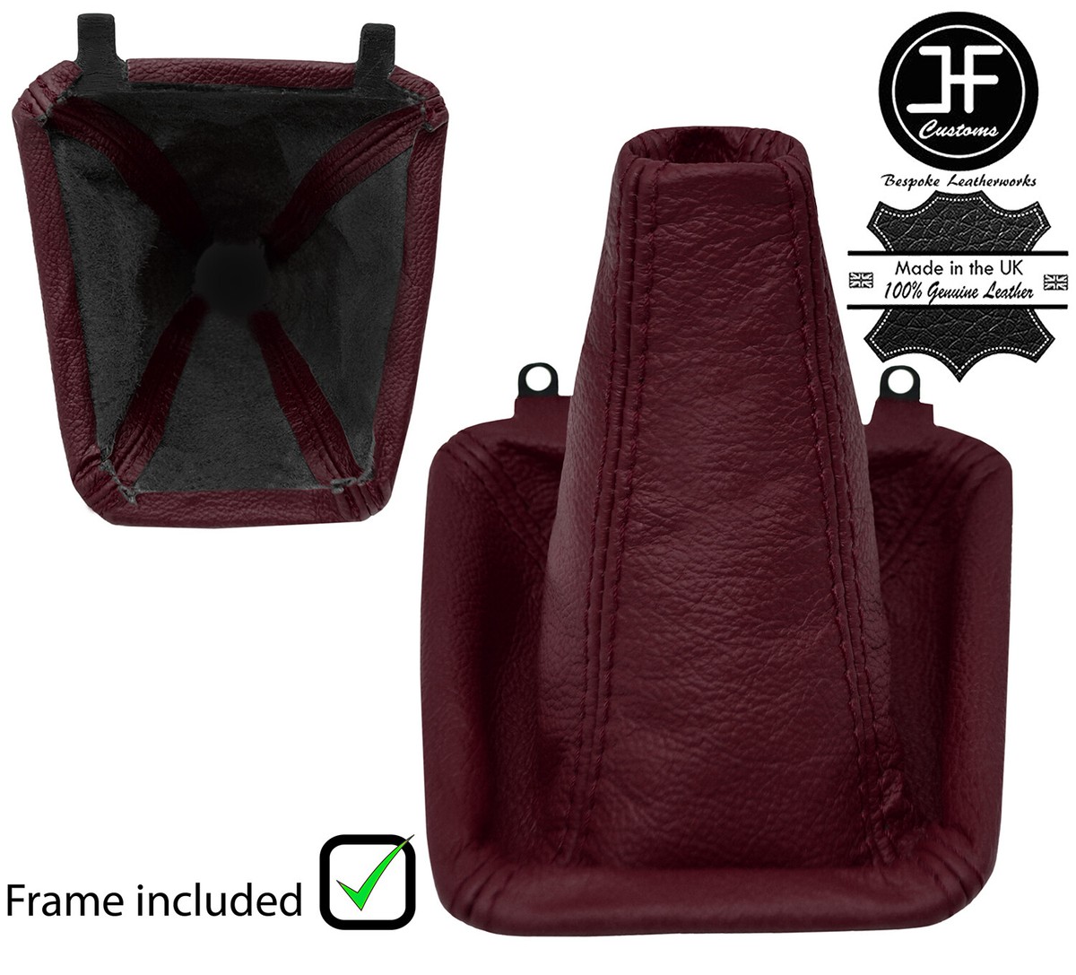MAROON REAL LEATHER MANUAL SHIFT BOOT+PLASTIC FRAME FOR TOYOTA