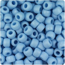 BeadTin Lady's Blue Matte 9mm Barrel Plastic Pony Beads 500pcs
