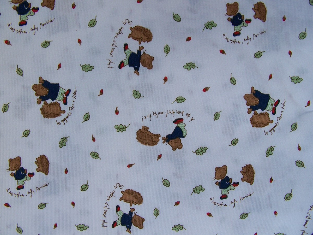 Coupon De Tissu Coton Pour Enfants - Motif Oursons Multicolore - 55 X 74 Cm