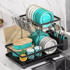 2 Tier Over The Sink Dish Drying Rack Dish Rack Above Kitchen Shelf Dish Drainer