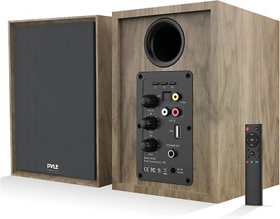 2x PyleHome PBKSRB40 60W Desktop Bluetooth Bookshelf Stereo Loud Speakers