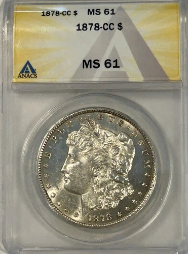 1878-CC Morgan Silver Dollar MS61 ANACS $1 Carson City Key Date Luster