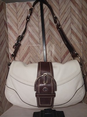 COACH SOHO Purse Cream Brown Leather Shoulder Bag #K0682-10578 Authentic  Y2K EUC