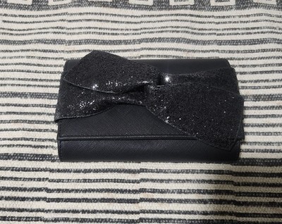 Charming Charlie RSVP Clutch Bag with Sequined Bow EUC Missing Chain