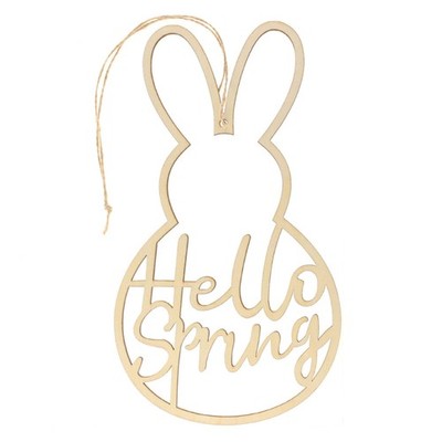 5x Wooden Hello Spring Wreath Sign Easter Bunny Garland Wedding Party Decoration