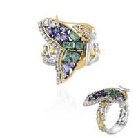 Tansanit Fluorapatit Sterling Silber Ring- Echtschmuck