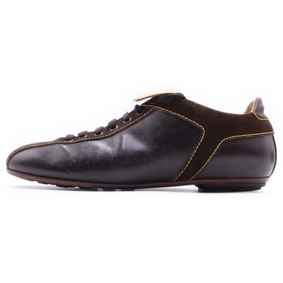 LOUIS VUITTON Leather Lace Up Low Cut Shoes Sneakers Brown BA0073 Used 247fca632