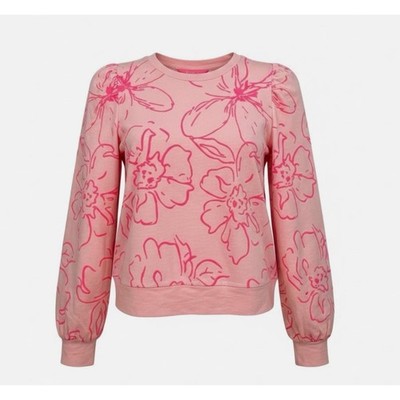 Lilly Pulitzer Lissome Rose Sweatshirt L NWOT Pink Floral Top Blouse Puff Sleeve