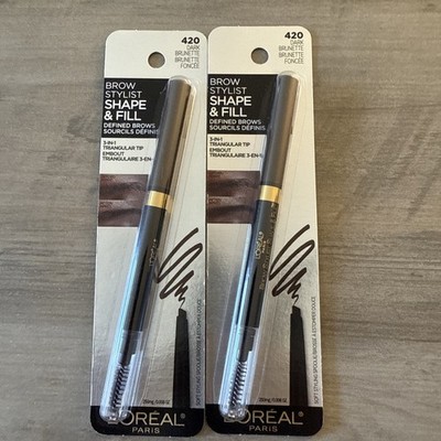 2 L'oreal Brow Stylist SHAPE & FILL 420 DARK BRUNETTE NEW SEALED