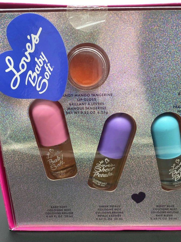 LOVES BABY SOFT SET Bebé Suave Pétalos Transparentes Azul Baya Vainilla Pop Brillo Labial De Colección Foto 4 de 4