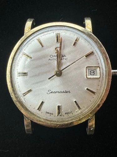 WOW VINTAGE Omega Watch Seamaster Automatic 1970s 25 Year Award 10K GF Rare RUBY