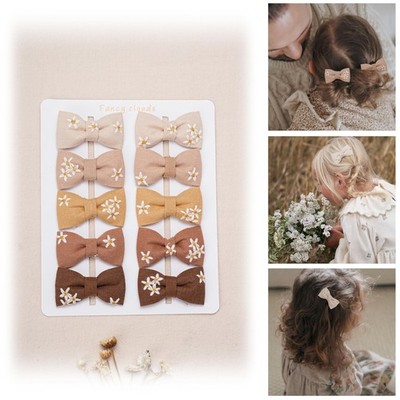 FANCY CLOUDS Baby Hair Clips 10 pcs Handmade Daisy Bows Barrettes Accessories