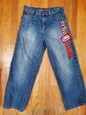 Vintage Y2k Ecko Unltd Youth Jeans Size 18 30" Waist Rhino Blue Denim Hip Hop