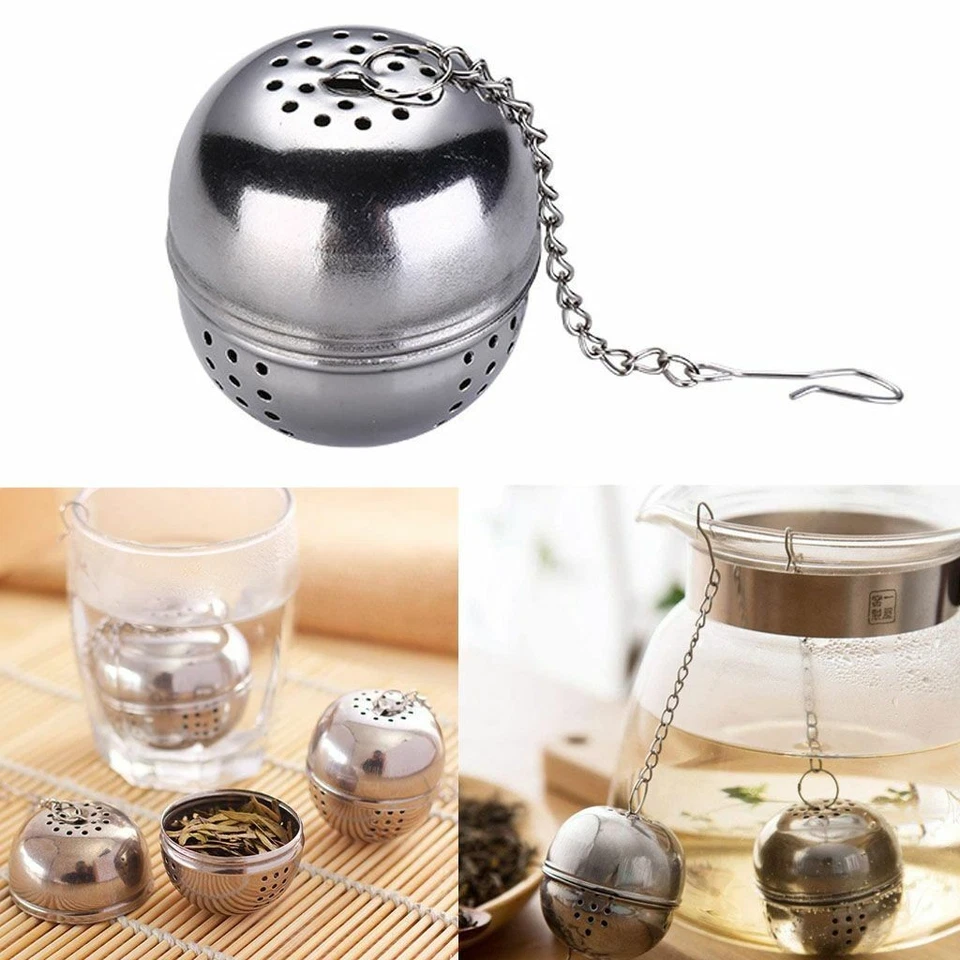 Tea Infuser Ball Mesh Loose Leaf Herb Strainer Stainless Steel Secure Locking - Image 3 of 4
