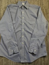 Brooks Brothers Dress Shirt Mens 16-35 Blue White Regent Non Iron Supima Cotton