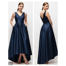 Gorgeous New Alfred Sung Twill Satin High Low Gown