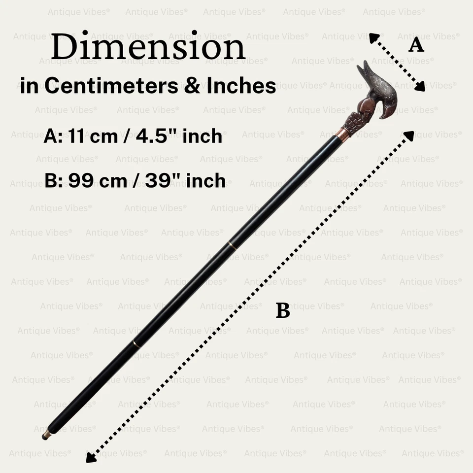 Fait à la Main Solide Marche Canne Corbeau Crâne Tête Bâton pour Hommes, Femme, - Photo 4/4