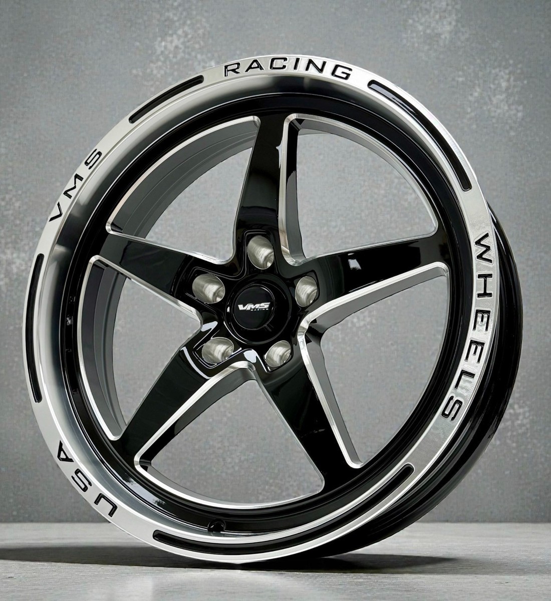 2 VMS DRAG RACING V-STAR 18X5 FRONT SKINNIES WHEELS RIMS FOR DODGE