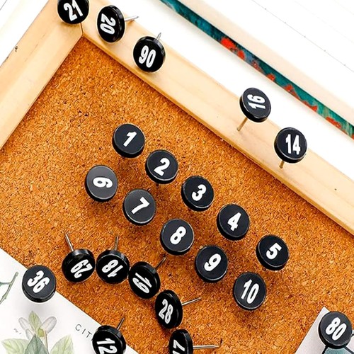 100 Pcs Numbered Push Pin Tacks 1-100 Sequential Number Pins Black - Picture 2 of 6