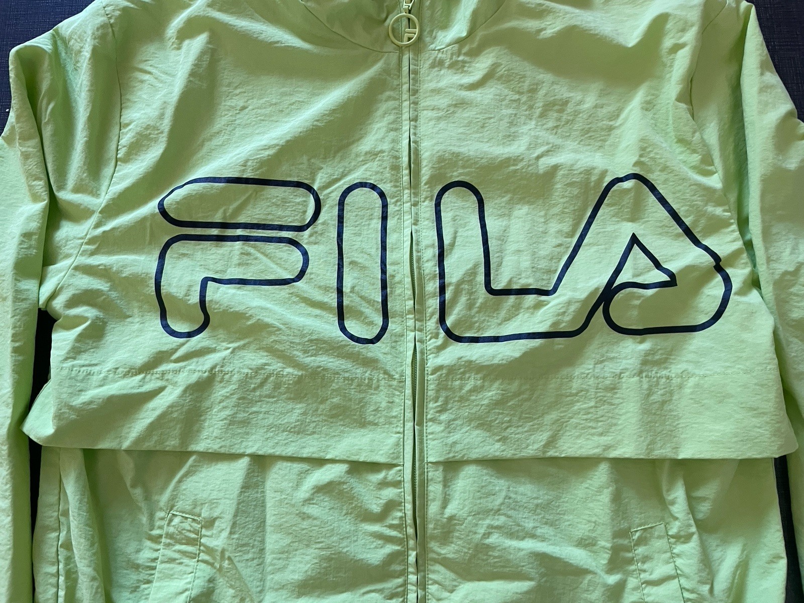 Giacca a vento FILA verde fluo grande Spellout pista donna taglia media