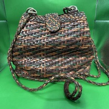 Vintage CEM Collection Woven Leather Crossbody Bag in Brown Multicolor