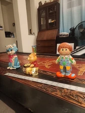 Vintage  3  Banks Teal Cat Bank Ceramic Vintage 1967 Pooh Disney Enesco Japan 