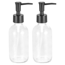 8.5Oz Glass Dish Hand Soap Dispenser with Pump for Kitchen Bathroom, 2Pcs Clear