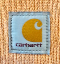Vintage Y2K Carhartt Acrylic Knit Beanie/Cap Peach/Coral Made in USA One Size