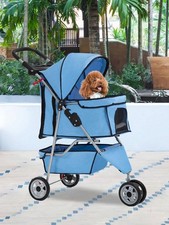 4-Wheel Pet Stroller, Foldable Waterproof Dog  Cat Jogger with Cup Holder