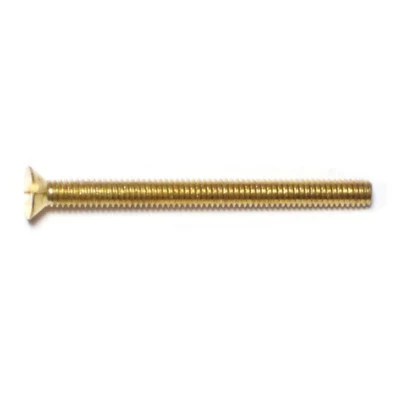 #8-32 x 2'' Brass Coarse Thread Slotted Flat Head Machine Screws (12 pcs.)