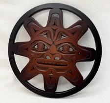 Boma Canadian Trivet Haida Sun Mask Plaque 7 1/2” W Made From Recycled Glass