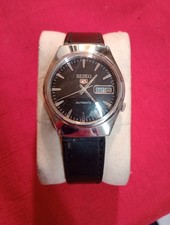 Vintage Seiko 5 Brown Dial Automatic Mens Watch With Brown Strap