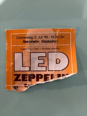 7/3 Led Zeppelin Europe 1980 Mannheim Ticket Stub One Of John Bonhams Last Shows