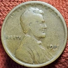 1911 S Lincoln Wheat Cent Copper 1C Coin VG Ni E Even Wear