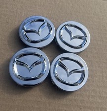 Set Of 4 Mazda Silver Center Wheel Caps Chrome Emblem 56mm Hub Cap Logo